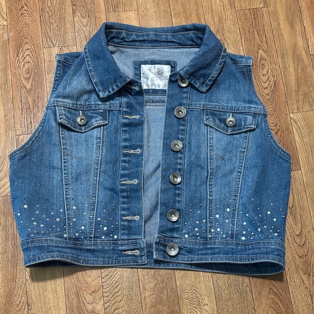 Justice Blue Denim Vest with Sparkling Accents (AB2)